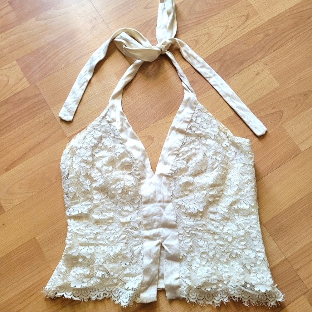 Vintage bebe White Lace Halter Top